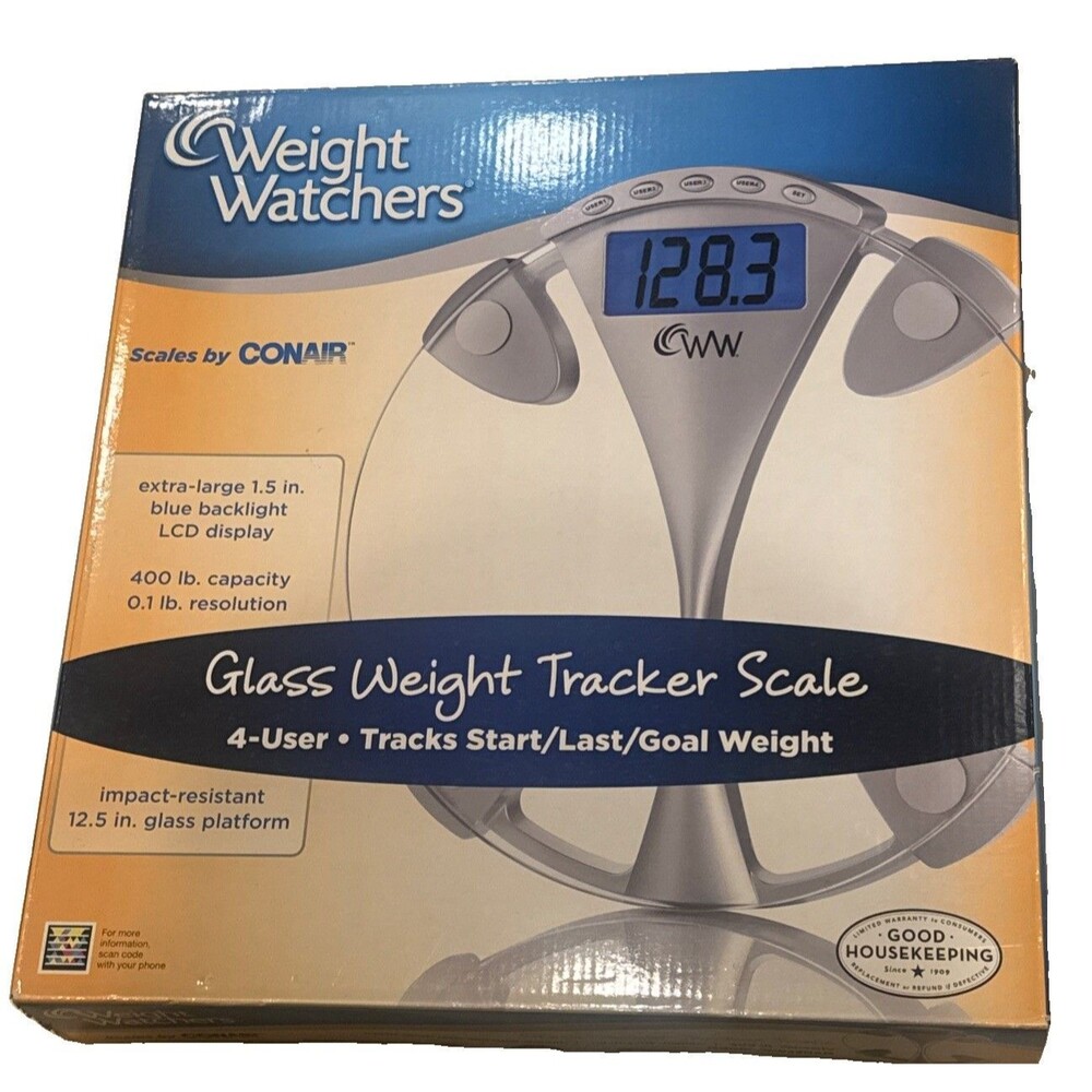 Weight Watchers WW Conair Digital Glass Bathroom Scale 400lb Backlit NEW In Box